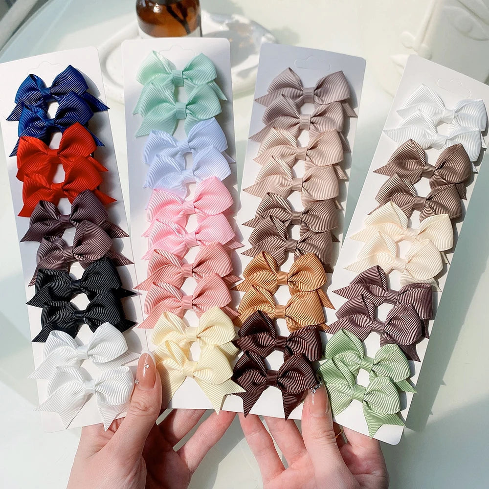 10Pcs Cute Solid Ribbon Bow