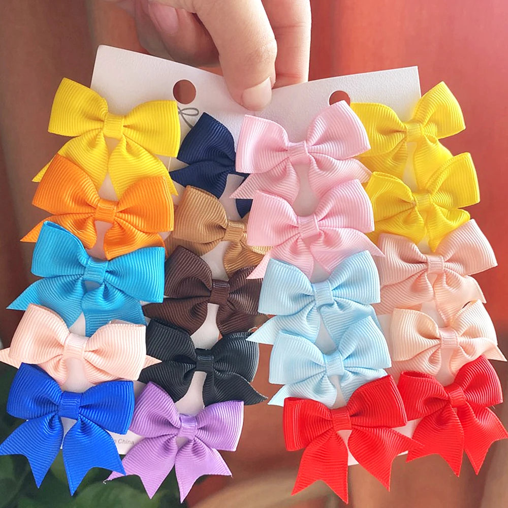 10Pcs Cute Solid Ribbon Bow